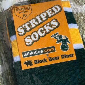 Oakland Athletics A's Black Bear Diner Striped Tube Socks